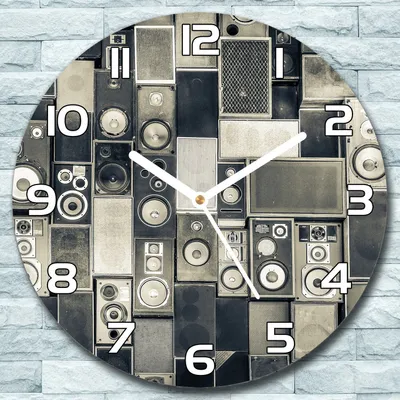 Produktbild von Wanduhr aus Glas Rund fi 30 Kassettenrecorder Quarz Deko Schlafzimmer Büro