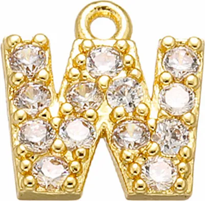 Produktbild von Halsketten-Anhänger mit 26 Buchstaben, Strasssteinen, Schmuck, süßer funkelnder Schmuckanhänger für Hochzeit-W