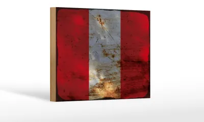 Produktbild von Holzschild Flagge Peru 18x12 cm Flag of Peru Rost Dekoration