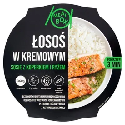 Zdjęcie produktu dla Meal Box Łosoś w kremowym sosie z koperkiem i ryżem 360g