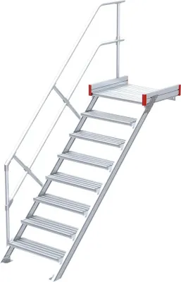Produktbild von Euroline 511 Podesttreppe 45° 800mm Stufenbreite 8 Stufen Alu gerieft