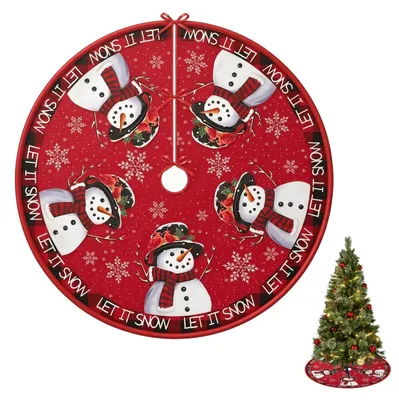 Weihnachtsbaumrock 120 cm rund rot-weiß Schneemann