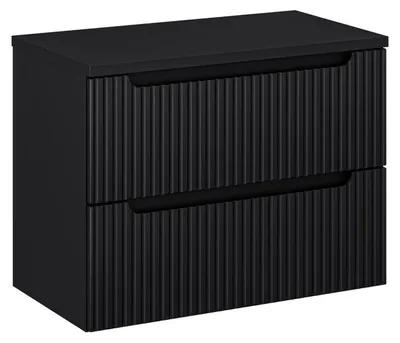 Image de Meuble sous Vasque Noir + Plateau 80 cm - 2 tiroirs - Astral Black