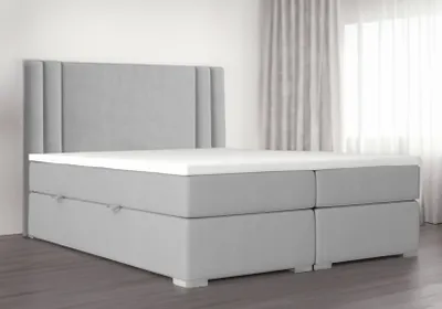 Produktbild von Bett, Boxspringbett RALI mit Bonell-Matratze und T25 Topper, 2 Bettkästen, Doppelbett, Stauraum 160x200 cm (Hellgrau - Itaka 51)