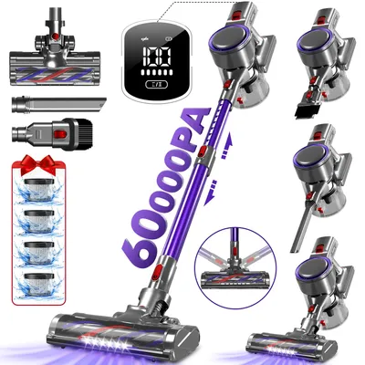 Produktbild von Aiibot Akku Staubsauger, 60000Pa Staubsauger Kabellos mit Touchscreen, 50 Mins, 5-in-1 Filtersystem, 4HEPA, Anti-Tangle-Bürste, für Hartböden/Teppich