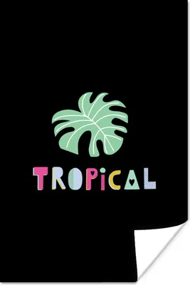 Produktbild von MuchoWow® Poster Tropical - Sommer - Schwarz 40x60 cm - Plakate für die Wand - Poster Babyzimmer