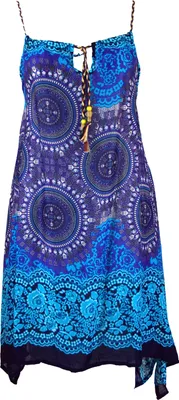 Produktbild von Boho Dashiki Midikleid, Trägerkleid, Strandkleid für Starke Frauen - Türkis/blau, Damen, Viskose, Kleider