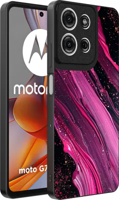 Produktbild von Smartphonica Phone Case Fit für Motorola Moto G75 mit Marmor-Druck - TPU zurück Abdeckung Fall Marmor-Design - lila rosa