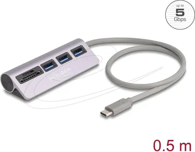 Image de DELOCK 3 Port USB-C 5Gbps Hub inkl. SD C MicroSD Card-Reader
