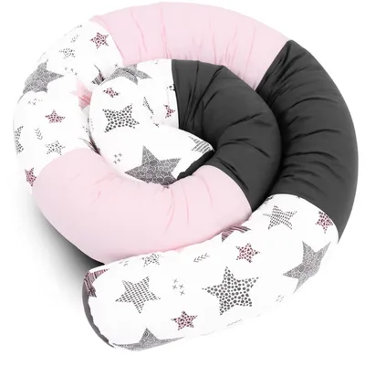 Produktbild von Amilian Bettschlange 210cm – Nestchenschlange für Babybett, Nestchen, Bettumrandung & Kantenschutz – Seitenschläferkissen – Bettrolle - Kopfschutz
