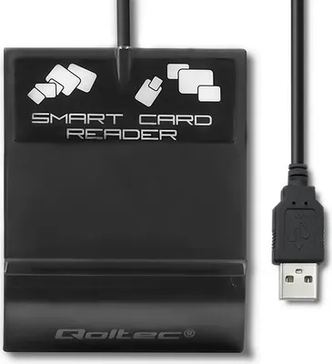 Produktbild von Qoltec Smart Chip ID-Kartenleser SCR-0636 | USB 2.0 + USB-C Adapter