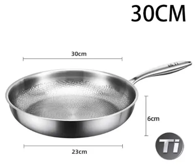 Zdjęcie produktu dla Patelnia – stal nierdzewna – bez powłoki – wzór młotkowy imitujący łuski ryb – 30 cm