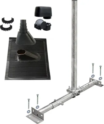 Produktbild von PremiumX X100-48F Dachsparrenmasthalter feuerverzinkt ALU-Ziegel Set schwarz