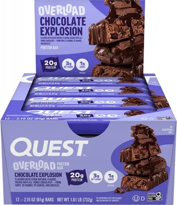 Produktbild von Quest Nutrition Overload Bars (12x58g) Chocolate Explosion - Riegel - Protein-Riegel
