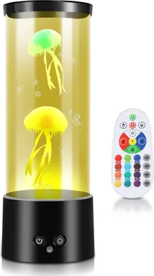 Image de Jayseuw LED Lampe méduse Lampe à lave 12 couleurs 4 modes d'éclairage Soulagement du stress et de l'anxiété Télécommande Lampe décorative à domicile Style sous-marin Océan Lumière de nuit confortable