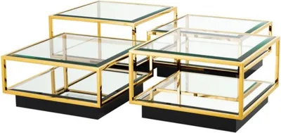 Obrázek produktu pro Casa Padrino Art Deco konferenční stolek zlatý set 4 - salonní stolek do obývacího pokoje