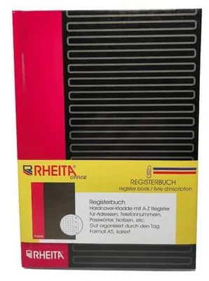 Produktbild von RHEITA 955-40 90g/m² Registerbuch A5 96Bl kariert schwarz/rot