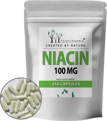 Produktbild von Niacin 100mg - 250 Kapseln - Vitamin B3 - Nicotinsäure - Flush - Forest Vitamin