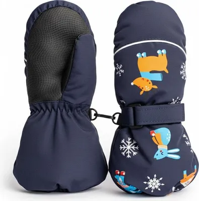 Produktbild von Handschuhe Kinder, Einfinger-Skihandschuhe, Wasserdicht, Handschuhe mit langen Stulpen, Ski, Snowboard, Marine