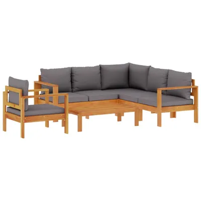 Imagen del producto de vidaXL Juego de 5 piezas de sofá de jardín con cojines, fabricado en madera de acacia maciza