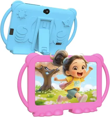 Productafbeelding van Tablet voor kinderen, 7 inch, 4GB RAM, 32GB opslag, met Android 14, beschermhoes, geschikt voor kinderen vanaf 3 jaar