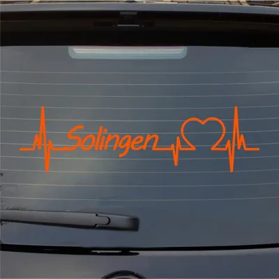 Produktbild von Heckscheibenaufkleber Solingen Herzschlag Puls Stadt Liebe 55x15 cm Orange Auto Aufkleber Sticker