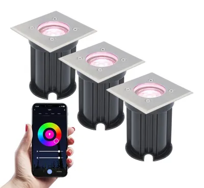 Image de V-TAC - Spot LED encastrable sol extérieur 5,5W 345lm RGBWW IP67 carré connecté Wifi Bluetooth inox