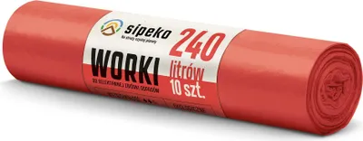 Zdjęcie produktu dla LDPE Worki na śmieci SIPEKO 240L 10szt. CZERWONE