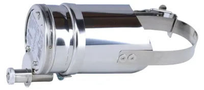 Produktbild von Zugregler für Pellet-Öfen mit Klemmband Ø 80 - 110 mm und rundem Stutzen, Edelstahl