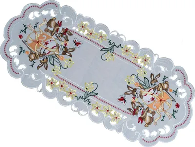Produktbild von Tischdecke Tischläufer Stickerei Hasenkinder Osterhasen Ostern 40 x 90 cm