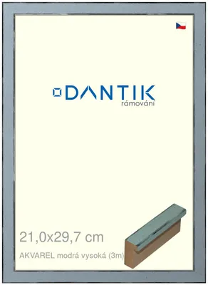 Zdjęcie produktu dla Ramka DANTIK 21x29,7 | AKVAREL niebieska wysoka (szkło przezroczyste)