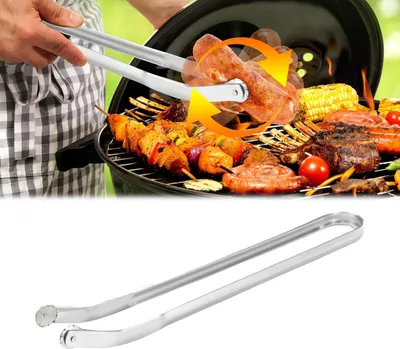 Produktbild von BBQ Sausage Turning Tongs For Cooking, Grillzange Drehbar, Grillzange mit Rädchen, BBQ Wurst Drehzange, Grillwurst Grillzange Edelstahl, Lange Küchenzange, Für Partys/Gärten Grillen (Silver- 1Pc)