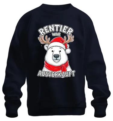 Produktbild von Rentier war t Weihnachten Geschenk Eisbär lustig Sweatshirt Pullover, Navy, XXL