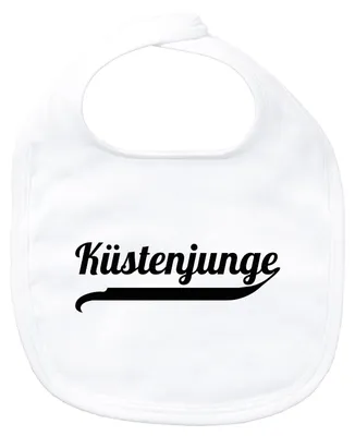 Produktbild von Huuraa Baby Lätzchen Küstenjunge Schriftzug White Klettverschluss  Baumwolle Latz Geschenkidee