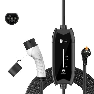 Obrázek produktu pro Nabíječka EV pro elektrická vozidla, přenosná, rychlé a bezpečné nabíjení s nastavitelným proudem, vícenásobná ochrana, typ 2, 3,5 kW, 16 A