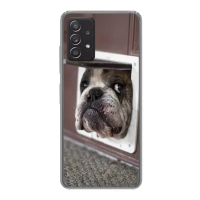Produktbild von MuchoWow® Handyhülle Schutzhülle Hülle für Samsung Galaxy A53 5G Hund - Lustig - Katzenklappe - Kinder - Jungen - Mädchen - Kinder Silikon Softcase Handy Hülle - Schutzabdeckung