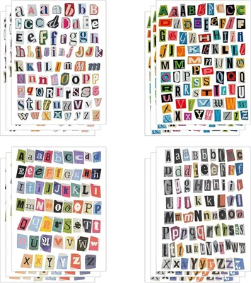 Immagine prodotto di Adesivi a forma di lettera, stile vintage, 852 pezzi, 12 fogli, autoadesivi, per scrapbooking