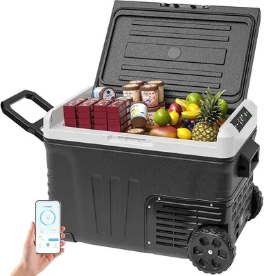 Immagine prodotto di Frigorifero portatile a compressore - Frigorifero/congelatore da auto - 35 L - 24 V CC - Controllo tramite app - Da -20 a 20 °C - Per campeggio, auto e camion