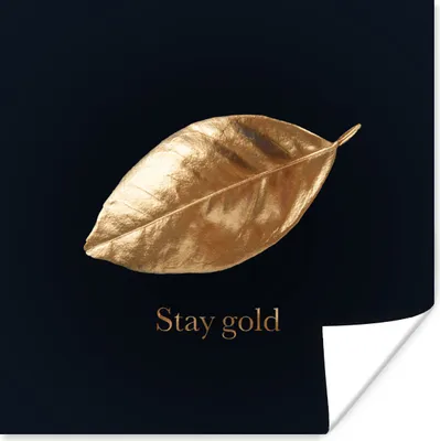 Produktbild von MuchoWow® Poster Blatt - Gold - Zitate 50x50 cm - Wohnzimmerdekoration