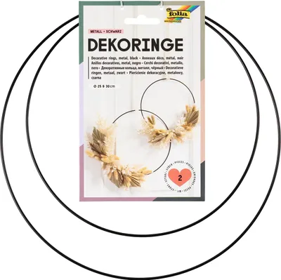 Produktbild von folia 24204 - Deko-Ringe in Schwarz, Metallringe zum Basteln, 2 Stück in 25 cm u