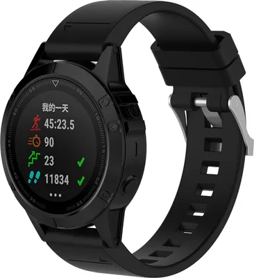 Produktbild von Strap-it Silikon-Sportarmband passend für Garmin Fenix 5s (Plus & Sapphire), Fenix 6s (Pro & Sapphire), Fenix 7s/Fenix 8 (43 mm) – Schwarz
