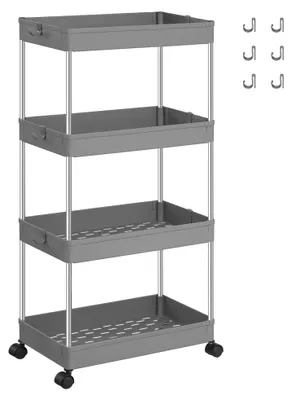 Immagine prodotto di SONGMICS, carrello portante, carrello da cucina con 4 ripiani, scaffale aperto, acciaio inossidabile