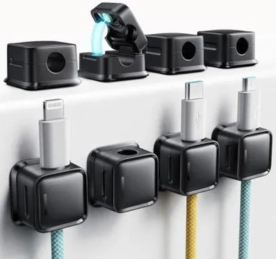 Obrázok produktu pre Sada 6 magnetických držiakov na káble pre organizáciu kancelárie