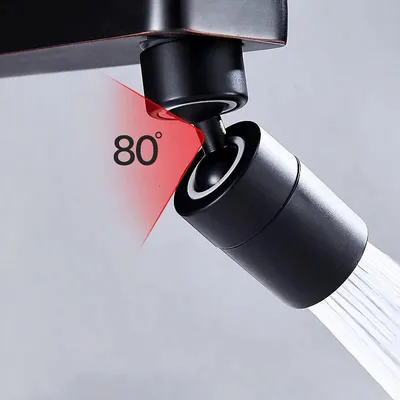 Produktbild von Wasserhahn-Perlator - FM22 Gewinde - 360° Schwenkbar - Wasserdiffusor - Messing - Schwarz Lang