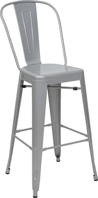 Produktbild von Barhocker HWC-A73, Barstuhl Tresenhocker mit Lehne, Metall Industriedesign  grau