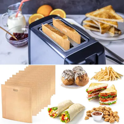 Produktbild von Toastbags (20er Set) Toasterbeutel – Wiederverwendbar, hitzebeständig, antihaftbeschichtet und spülmaschinenfest Toast Taschen Sandwich Käse Tasche