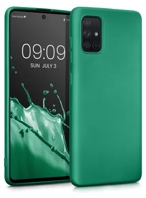 Produktbild von kwmobile Handyhülle für Samsung Galaxy A71 Hülle - Silikon Case metallisch schimmernd - Schutzhülle Cover - Metallic Dunkelgrün