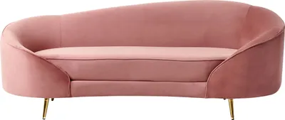 Produktbild von BELIANI Sofa Rosa Samtstoff 2-Sitzer Oval Gebogen Dicke Polsterung mit Metallfüßen Gold Freistehend Retro Glamourös für Wohnzimmer Salon Flur Diele