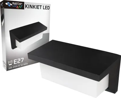 Obrázok produktu pre MasterLED Vonkajšia nástenná lampa Moderná Čierna E27 Nástenná lampa IP54 Hliníková fasádna lampa obdĺžniková na stenu domu, terasu, vchod
