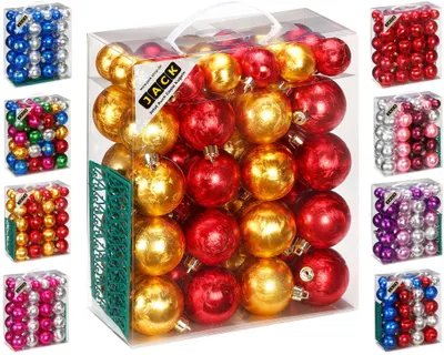 Produktbild von JACK by Inge 50x Kunststoff Kugeln Eislack Christbaumkugeln Ø 4+6cm inkl. Haken Gold-Rot